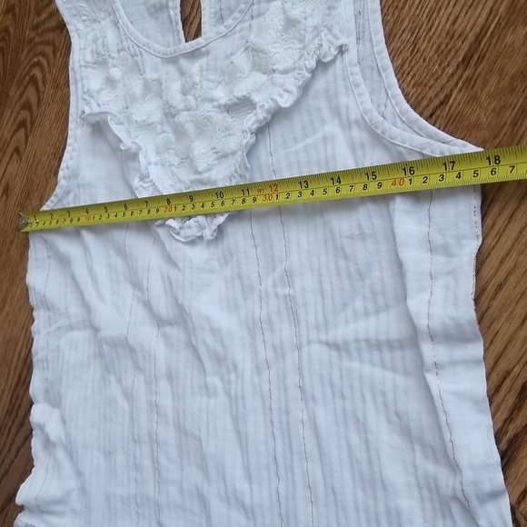 (S) a.n.a Cottagecore Embroidered Metallic Detail Slightly Sheer Ruffle Tank Top - Picture 4 of 8